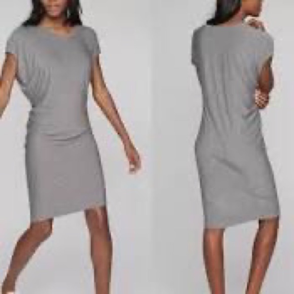 ATHLETA DRAPED GREY CREW NECK
ASYMMETRICAL DRESS